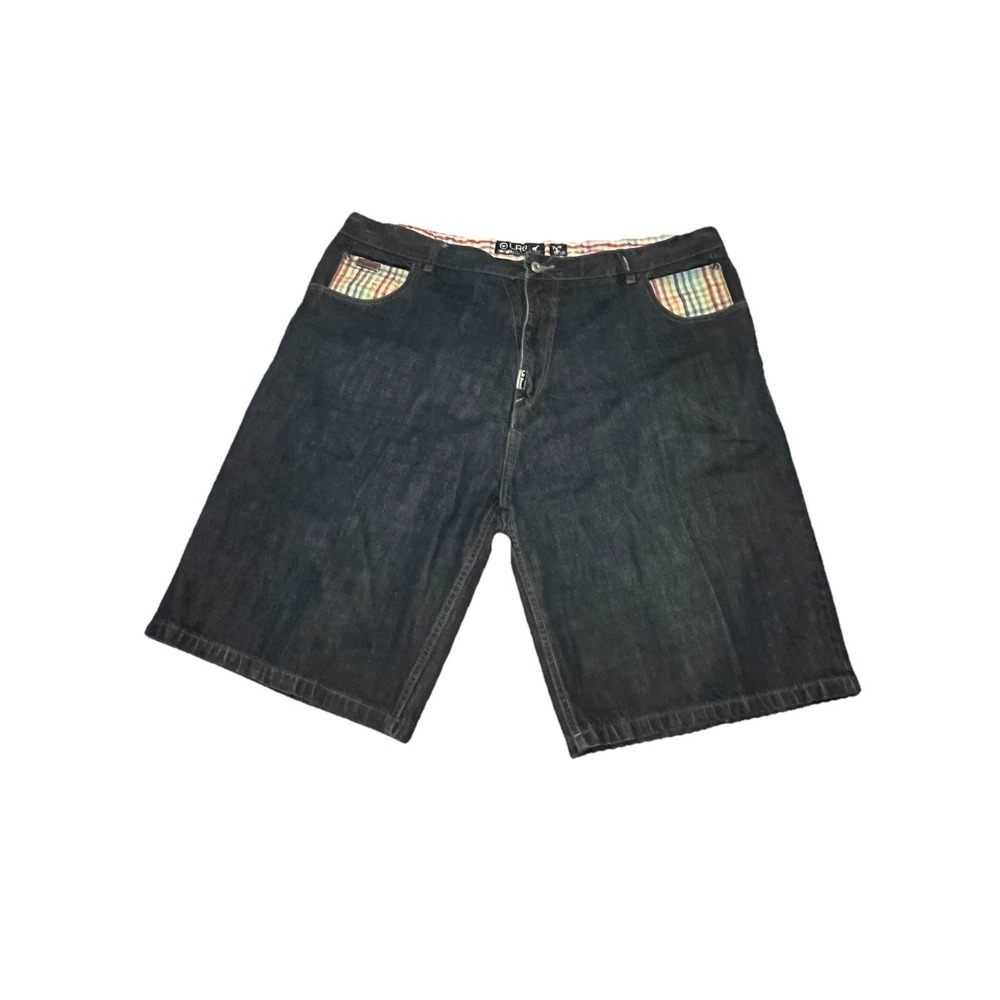 Y2K Lrg Size 42 Lifted Research Group Blue Denim Jean Logo Shorts Jorts Mens